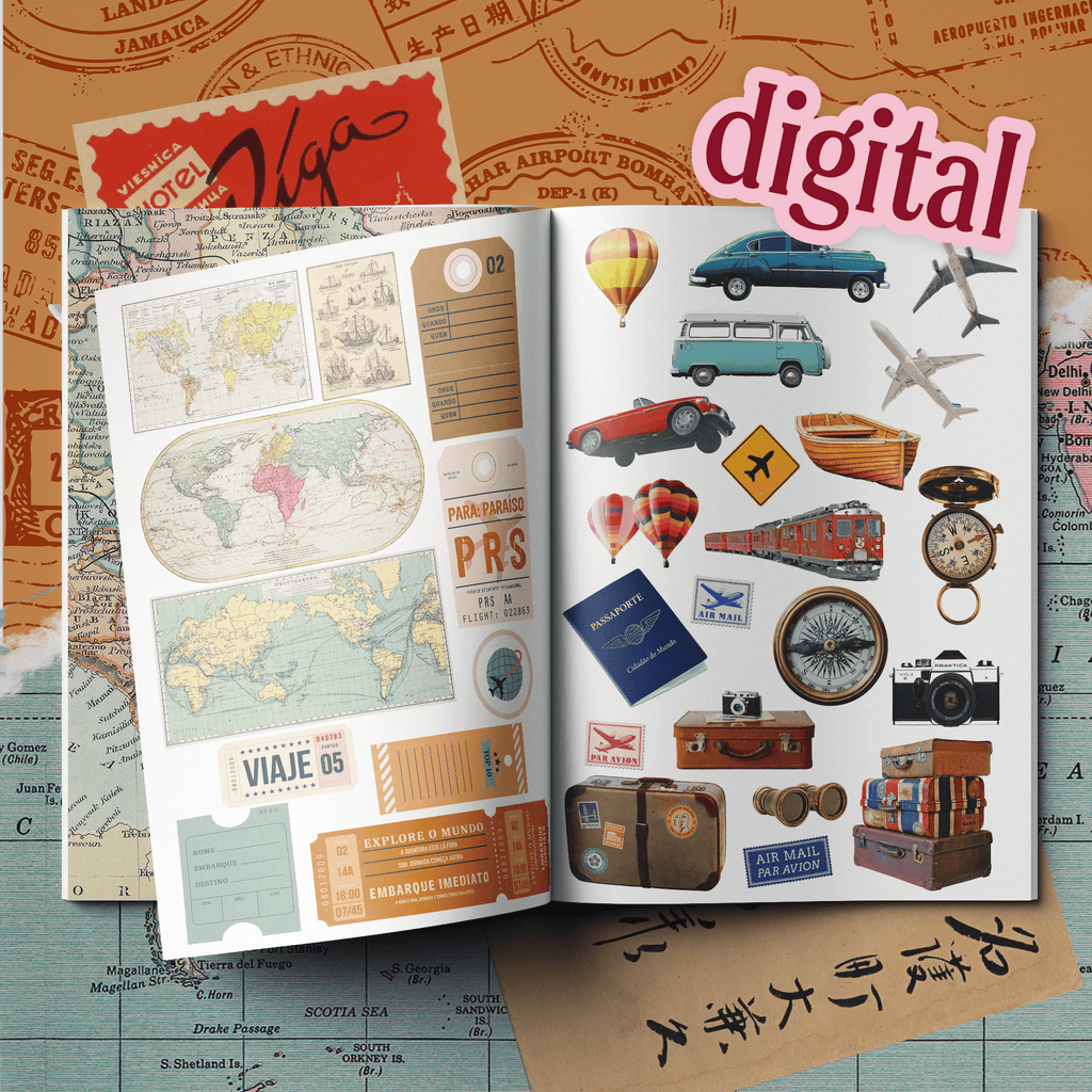 Kit de Colagem Viagem - Digital